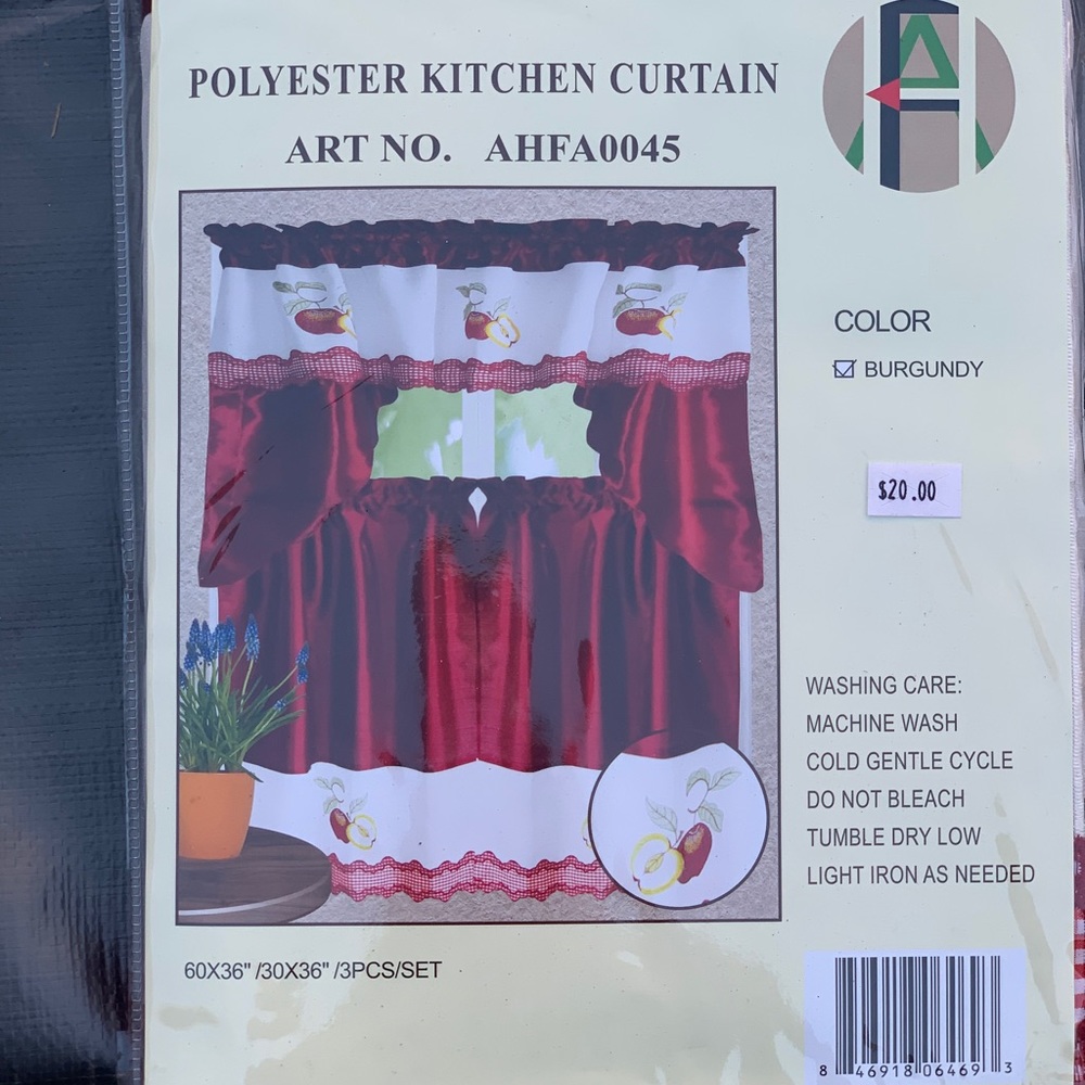 Apples Kitchen curtain  color read and white